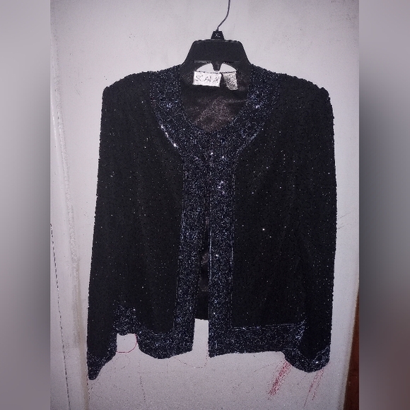 SCALA Silk beaded & sequined jacket blazer - Picture 1 of 12